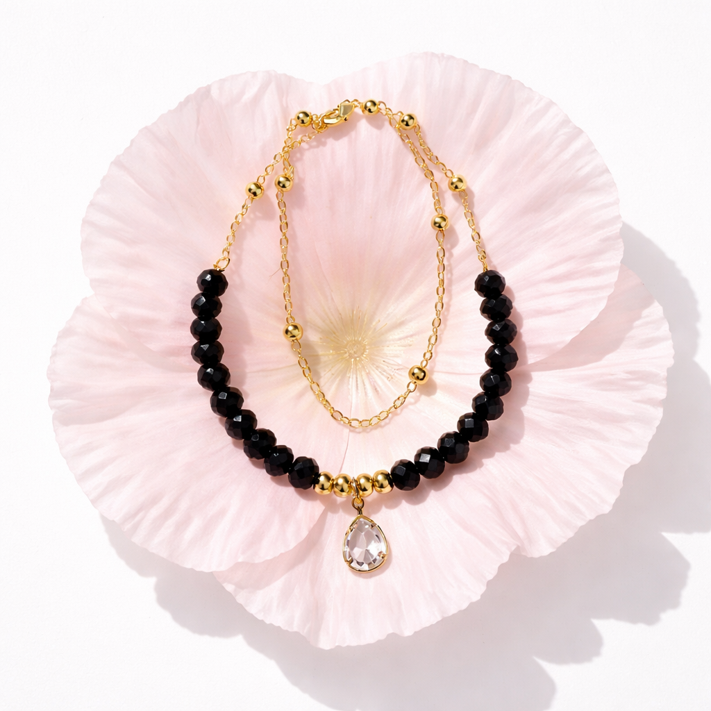Black Beaded Ancklet/Bracelet