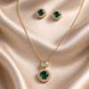 Forest Emerald Crystal necklacec with Stud earring